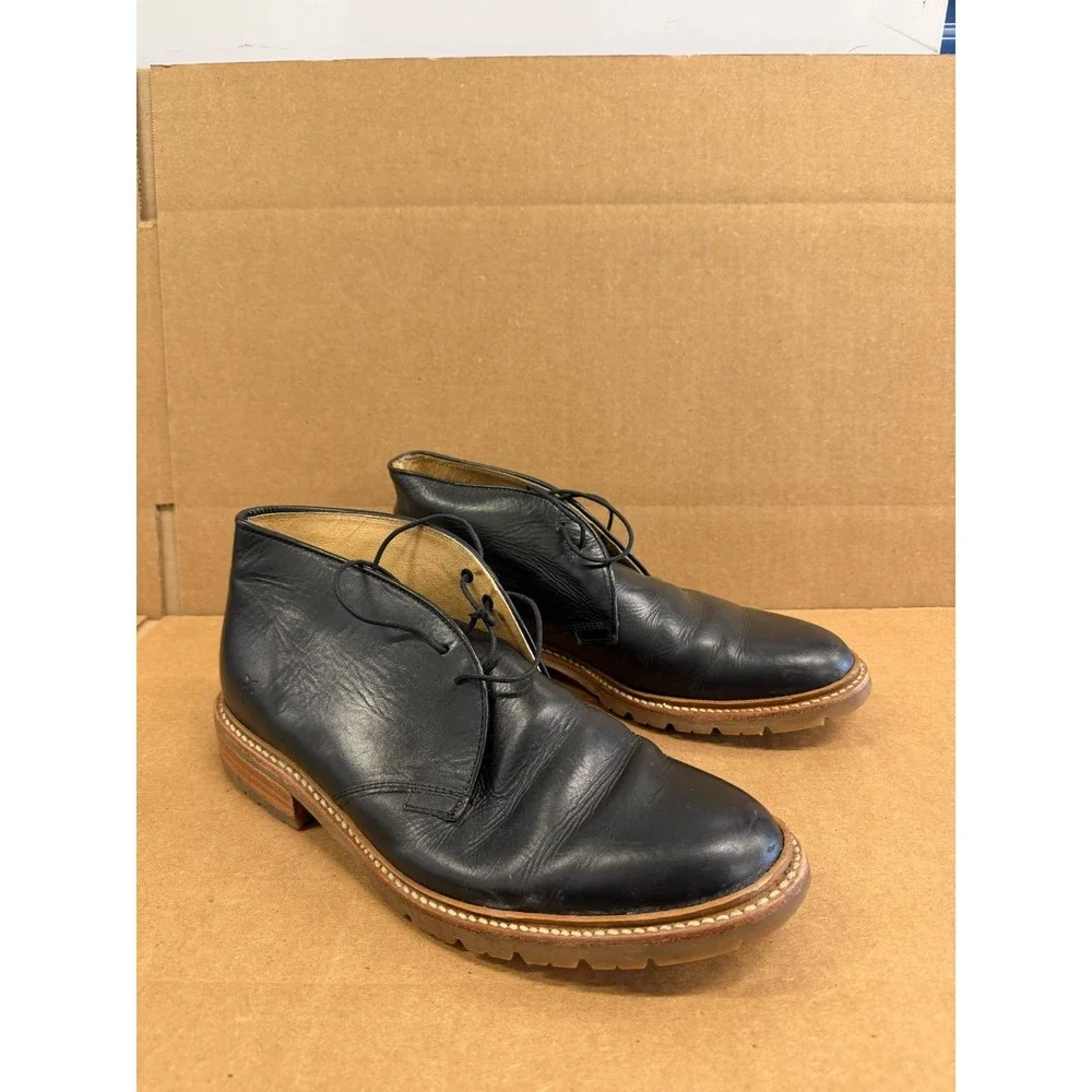 Frye James Lug Leather Lace Up Chukka Boots Black Mens Size 11D US